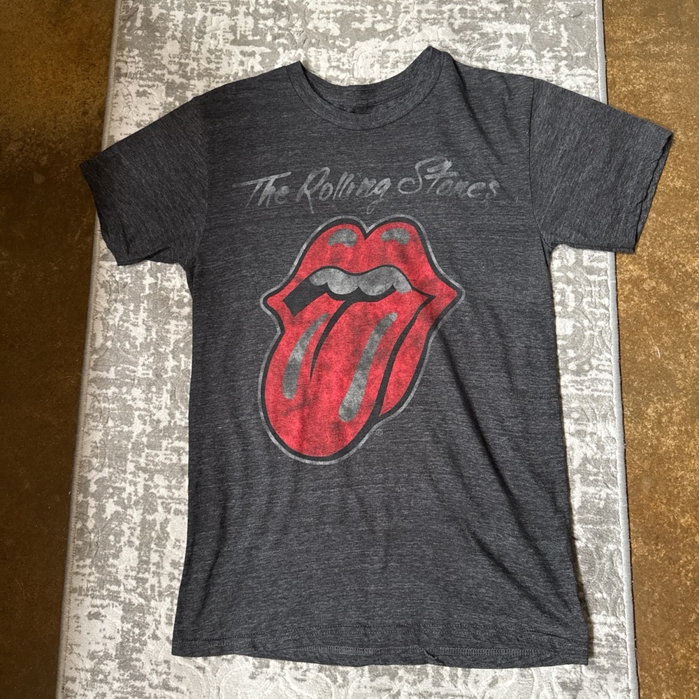 The Rolling Stones Gray and Red Short Sleeve Tee